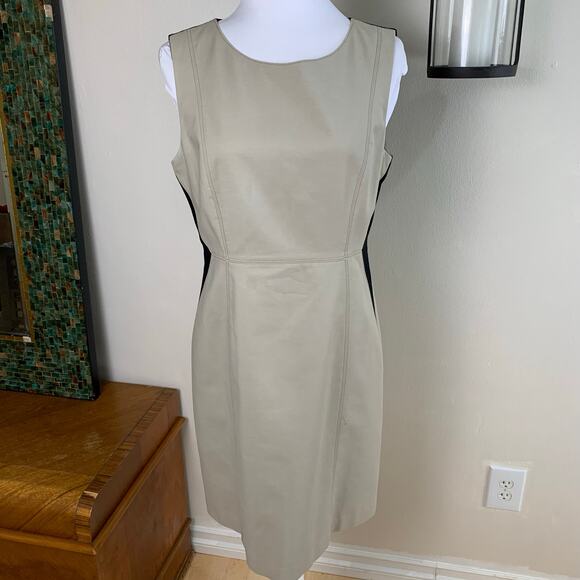 Tahari Size 12 Cotton Blend Flattering Colorblock Sheath Dress Formal Career - Picture 2 of 7